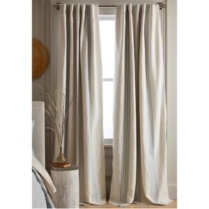 Coastal Stripe Luxury Linen Cotton Room Darkening Curtain Set 48X96 Blue #5